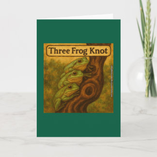 Three Frog Knot – Whimsical Amphibian Wordplay Art Card