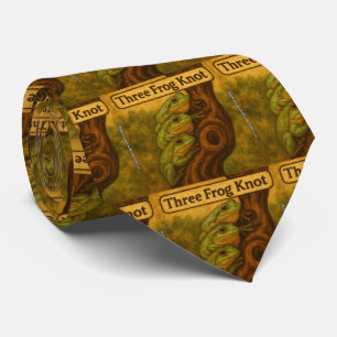 Three Frog Knot – Whimsical Amphibian Wordplay Art Neck Tie