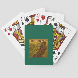 Three Frog Knot – Whimsical Amphibian Wordplay Art Poker Cards