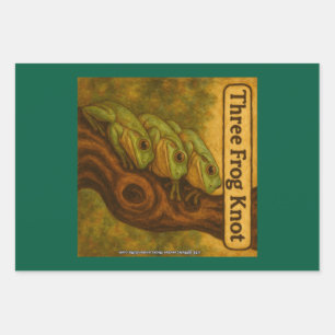 Three Frog Knot – Whimsical Amphibian Wordplay Art Wrapping Paper Sheets