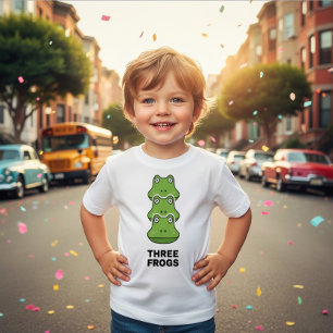 Three Frogs Stack Funny Toddler T-Shirt