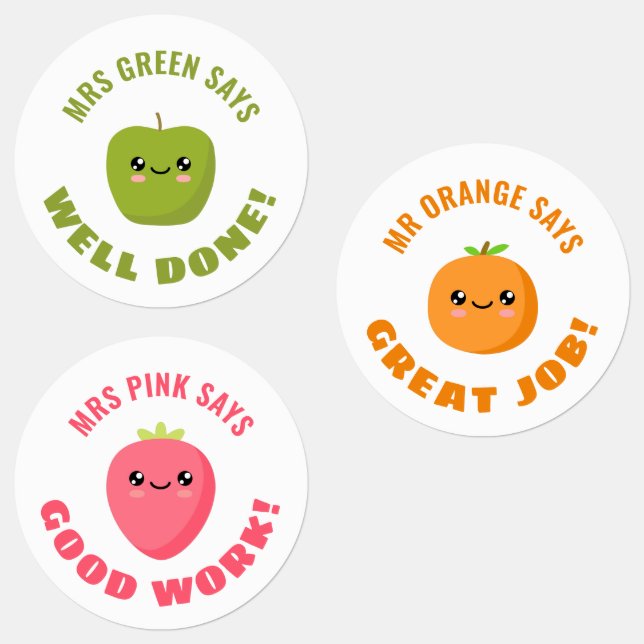 Three fruits teacher award stickers (Group)