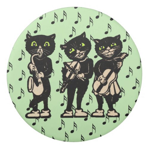 Three Fun Black Cat Jazz Musicians Instruments Eraser