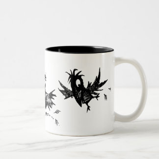 Three Funny Black Crows Two-Tone Coffee Mug
