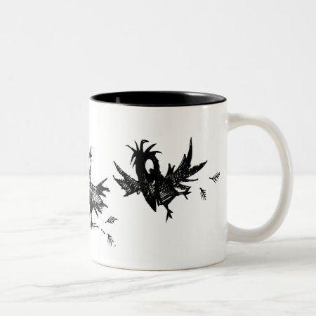 Three Funny Black Crows Two-tone Coffee Mug