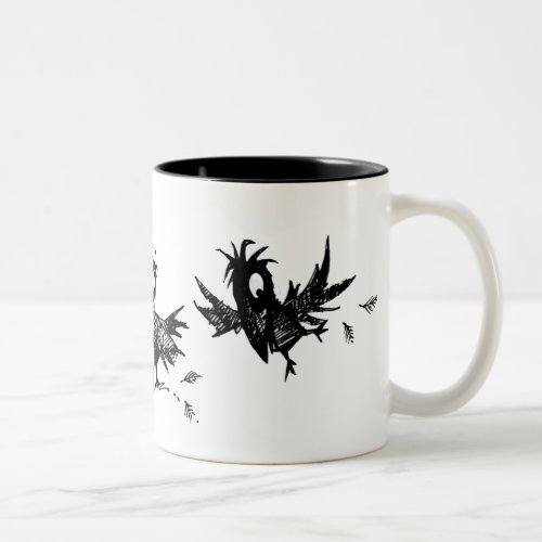 Three Funny Black Crows Two_Tone Coffee Mug