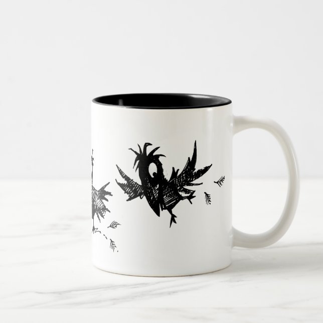 Three Funny Black Crows Two-Tone Coffee Mug (Right)