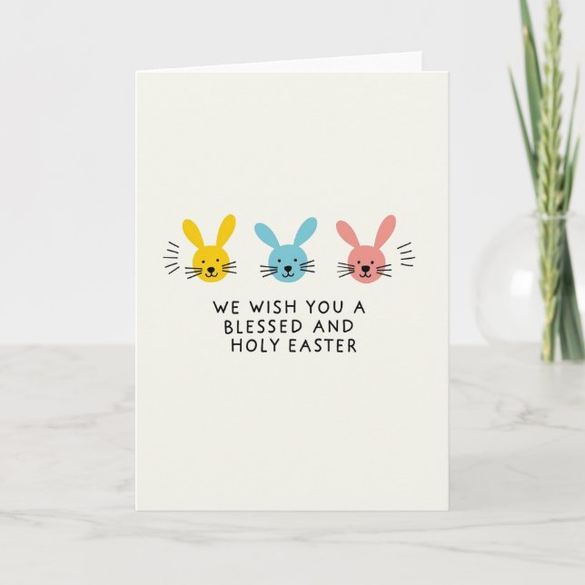 Three Funny Bunnies Easter Card (Front)