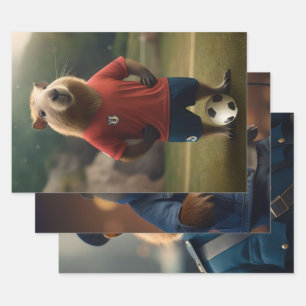Three Funny Capybara Images, Wrapping Paper Sheets
