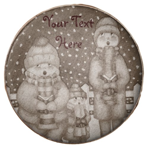 three funny carol singers snow scene christmas  chocolate dipped oreo