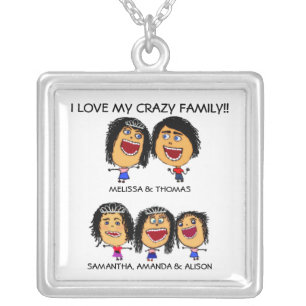 Three Funny Daughters Cartoon Necklace