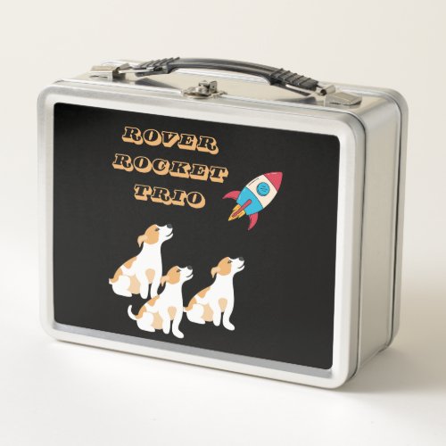 Three Funny Dogs Gaze At Rocket Metal Lunchbox