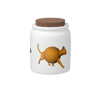Three Funny Fruit Cats Candy Jar