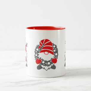 Three Funny Gnomes Christmas Holidays Festive Two-Tone Coffee Mug