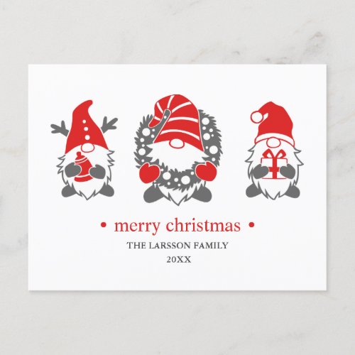 Three Funny Gnomes  Christmas Holidays Holiday Postcard