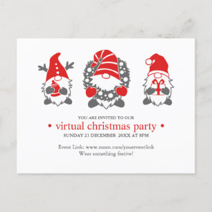 Three Funny Gnomes Virtual Christmas Party Holiday Postcard