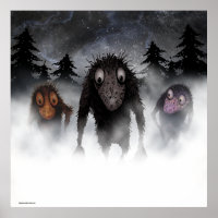 Three funny monster trolls poster
