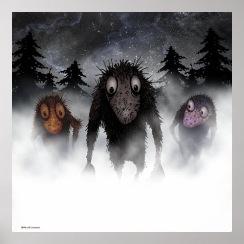 Three funny monster trolls poster