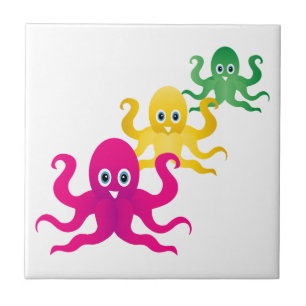 Three funny octopies ceramic tile