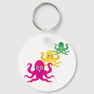 Three funny octopies keychain