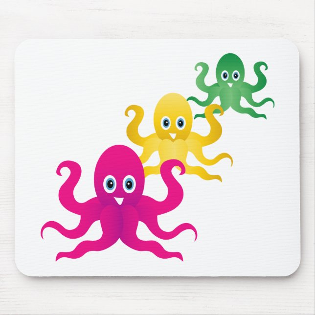 Three funny octopies mouse pad (Front)