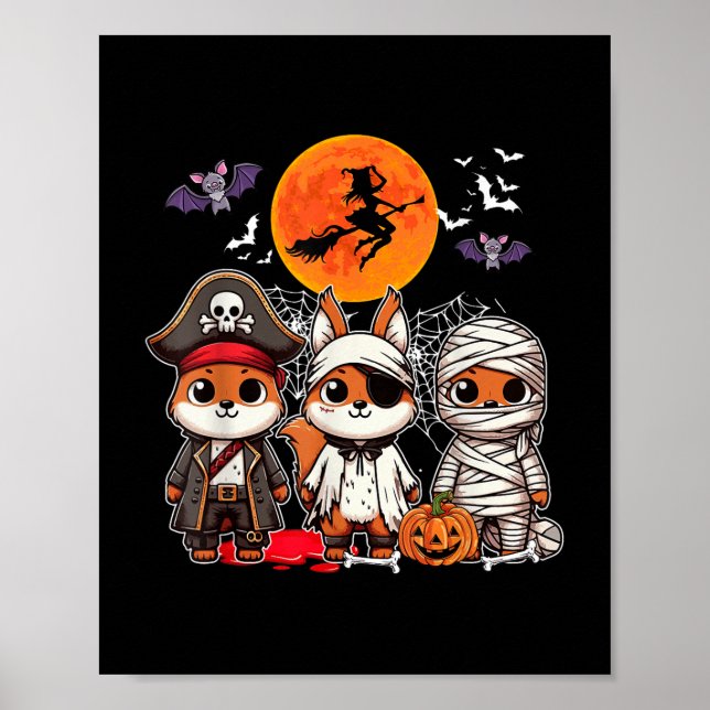 Three Funny Squirrels Costume Pirate Boo Mummy Hal Poster (Front)