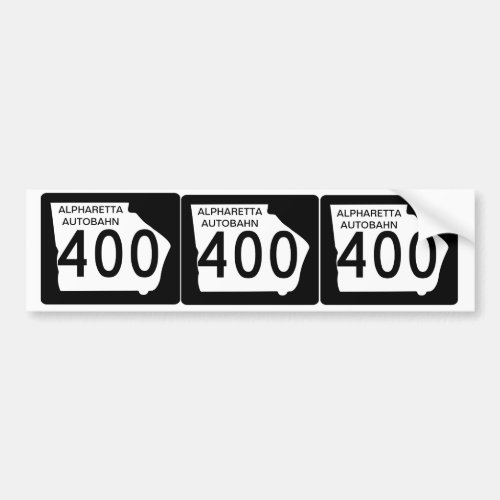 THREE GA 400 Alpharetta Autobahn Bumper Sticker
