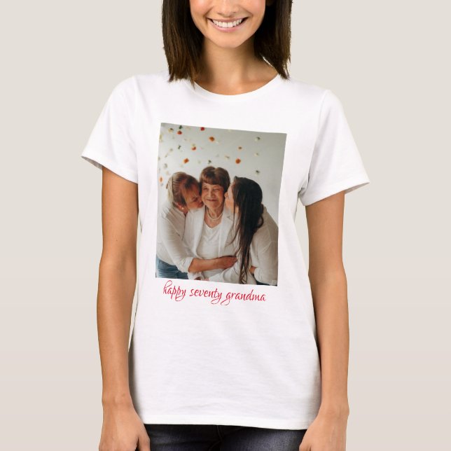 Three generation happy birthday grandma t-shirts (Front)