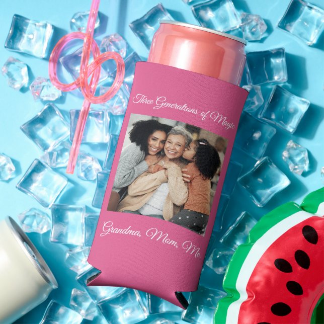 Three Generations of Love Grandma, Mom, Me Photo Seltzer Can Cooler (In Situ Summer)