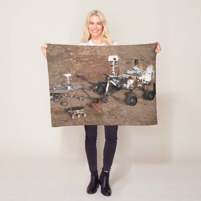 Three Generations Of Mars Rovers. Fleece Blanket (In Situ)