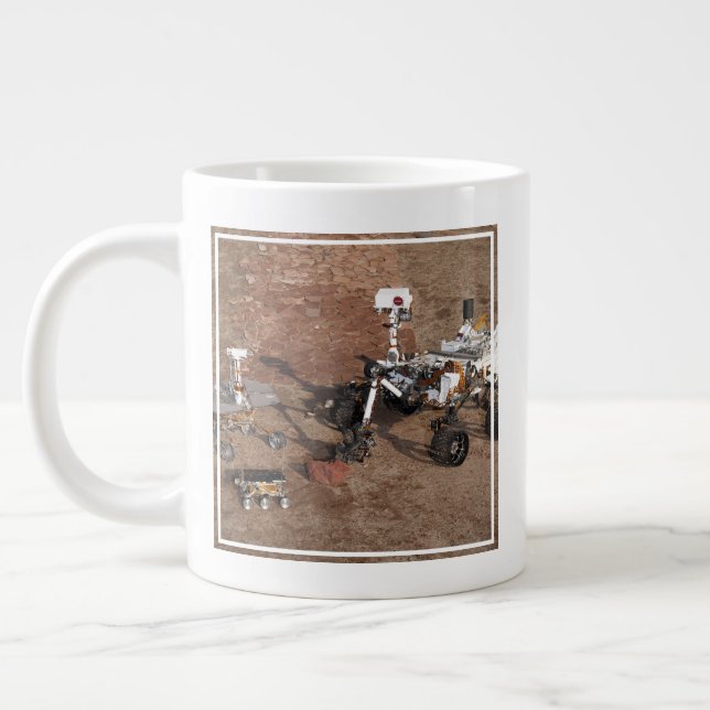 Three Generations Of Mars Rovers. Giant Coffee Mug (Left)