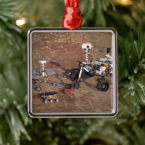 Three Generations Of Mars Rovers Metal Ornament