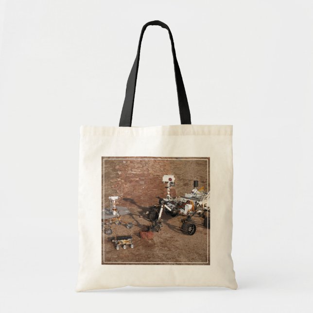 Three Generations Of Mars Rovers. Tote Bag (Front)