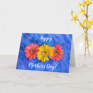 Three Gerbera Daisy Flowers Art Mother's Day Card