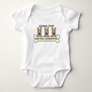 Three German Shepherds Baby Bodysuit