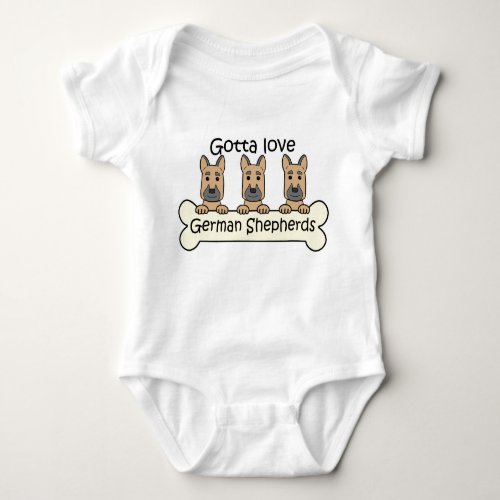 Three German Shepherds Baby Bodysuit