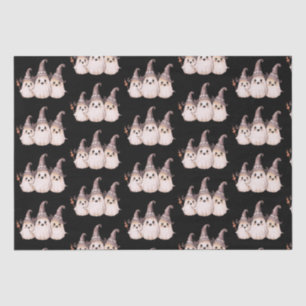 Three Ghosts Gray Witch's Hats Pattern Halloween Tissue Paper