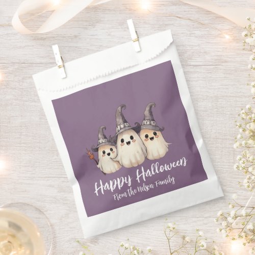 Three Ghosts in Witchs Hats Happy Halloween Favor Bag