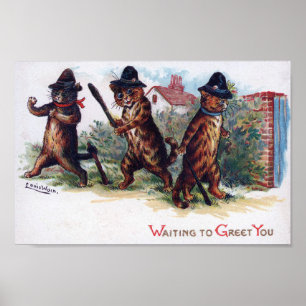 Three Ginger Cats, Louis Wain Poster