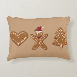 Three Gingerbread Christmas Cookie Shapes Accent Pillow