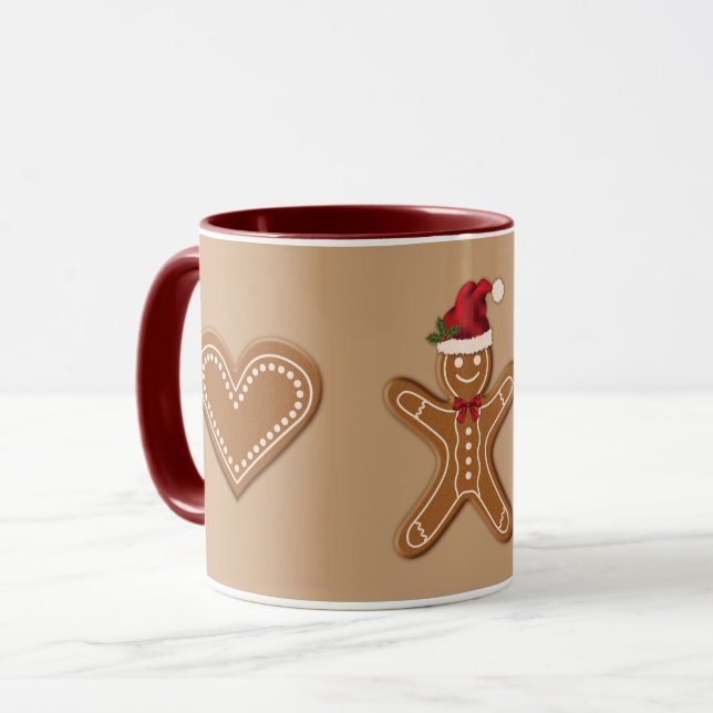 Three Gingerbread Christmas Cookie Shapes Mug (Front Left)