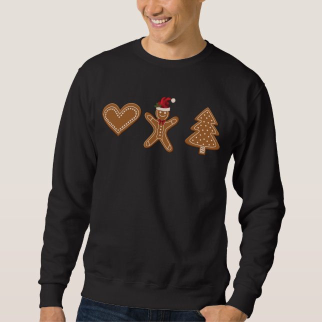 Three Gingerbread Christmas Cookie Shapes Sweatshirt (Front)