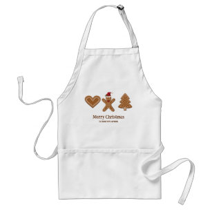 Three Gingerbread Christmas Cookie Shapes & Text Adult Apron