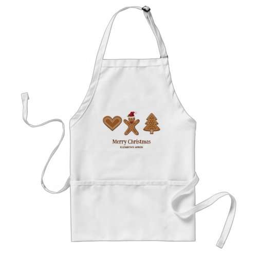 Three Gingerbread Christmas Cookie Shapes  Text Adult Apron