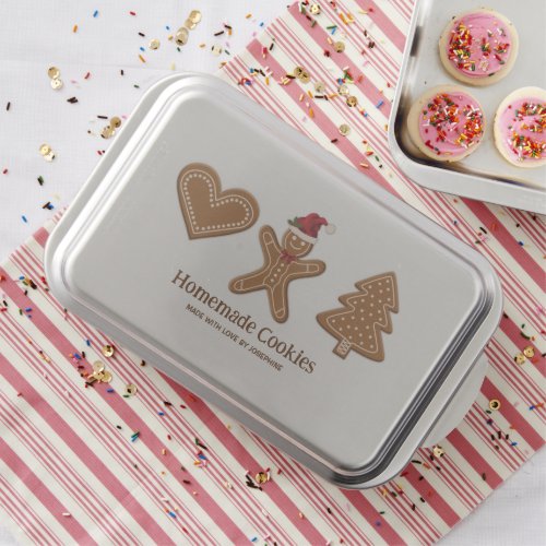 Three Gingerbread Christmas Cookie Shapes  Text Cake Pan