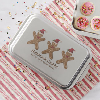 Three Gingerbread Christmas Cookies With Text Cake Pan