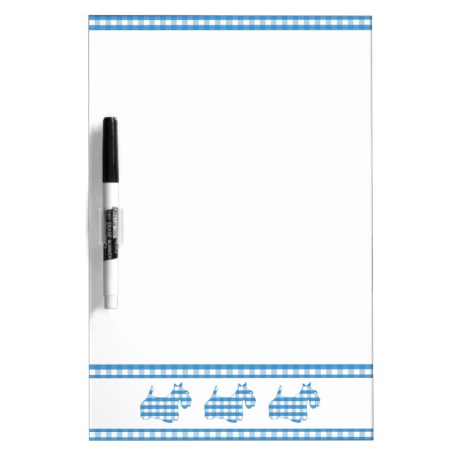 Three Gingham Scottie Dogs Dry Erase Board (Front)