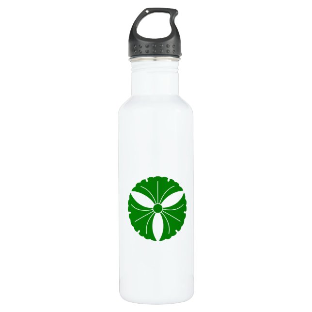 Three ginkgo leaves stainless steel water bottle (Front)