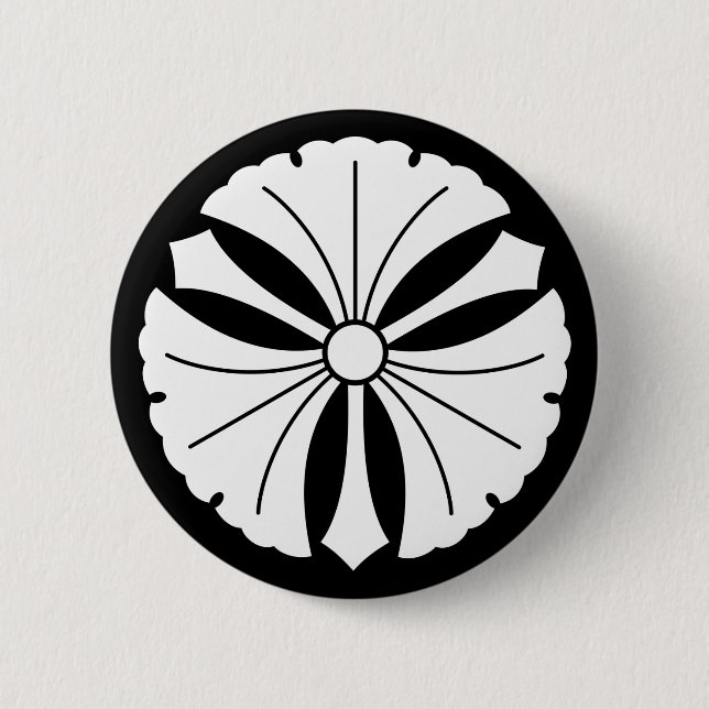 Three ginkgo leaves with swords button (Front)