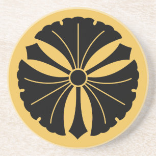 Three ginkgo leaves with swords sandstone coaster